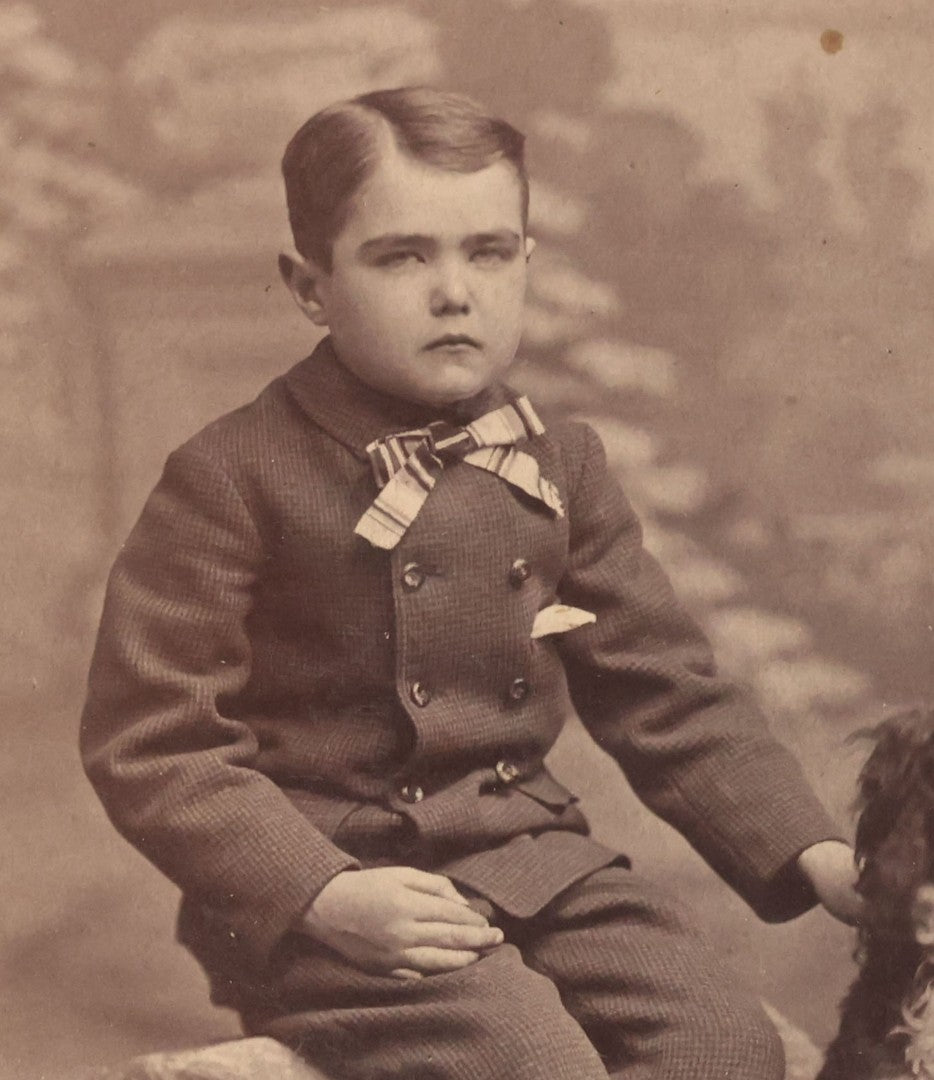 Lot 094 - Antique Cabinet Card Photograph Of Young Boy Posing With Collie Dog, Morton, Photographer