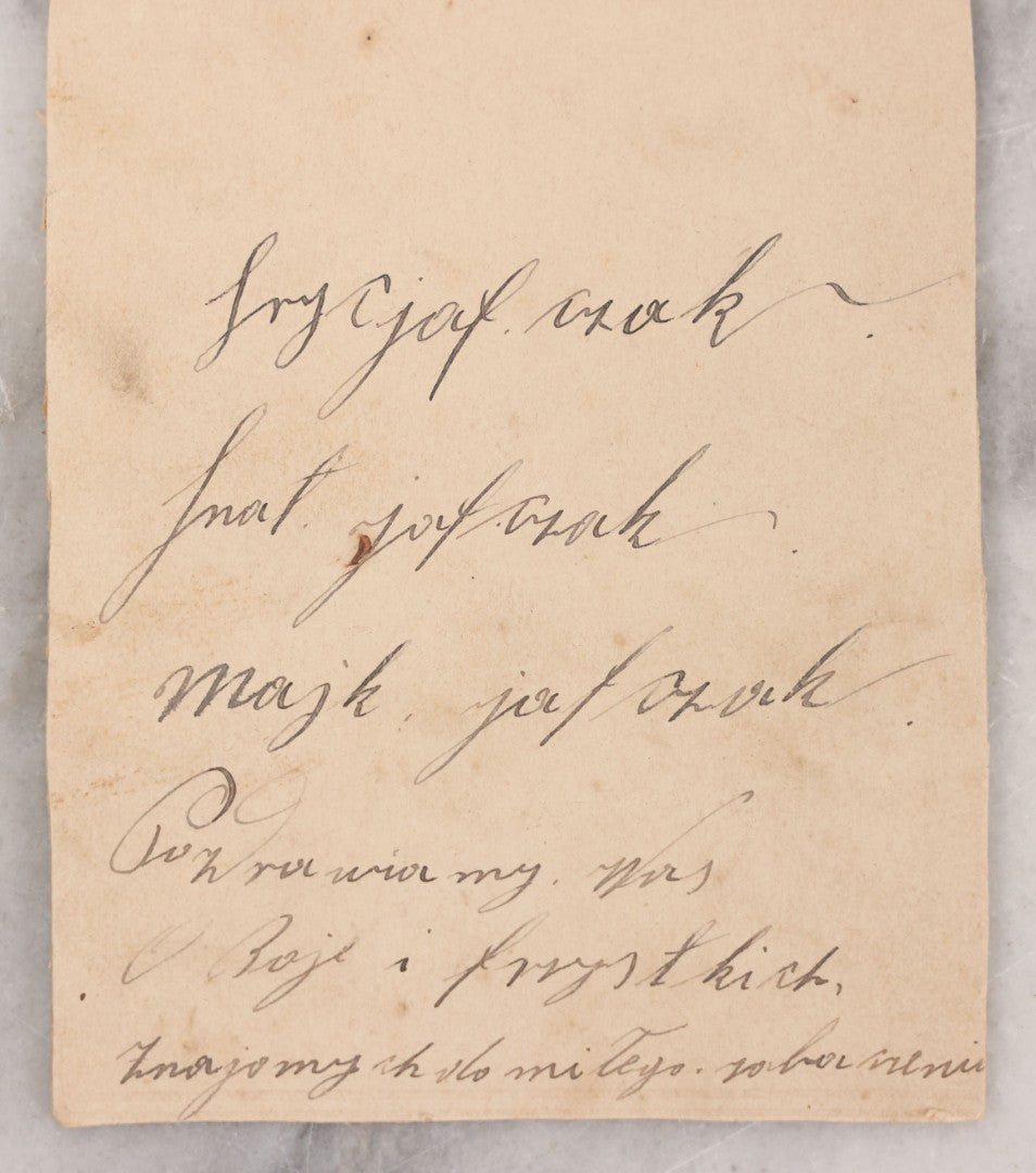 Lot 100 - Antique Trimmed Boarded Photograph Of Bartender Posing With Liquor Bottle, Glasses, And Cigar Box, With Two Men, Detailed Writing On Verso Likely In Polish