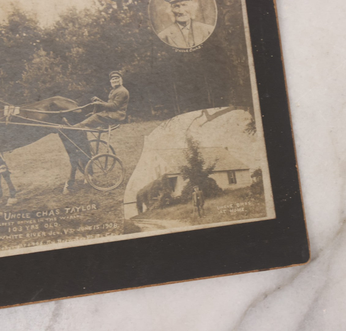 Lot 104 - Antique Boarded Collectible Photograph Print Of Uncle Chas Taylor, "Oldest Driver In The World," Pictured At 103 Years Old, On June 15, 1908, White River Junction, Vermont, Copyright By Brewster Photo Co.
