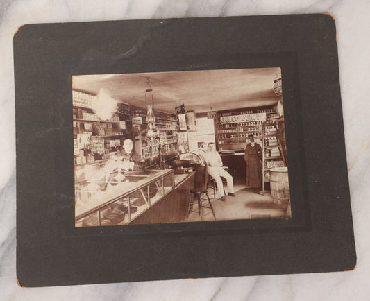 Lot 107 - Antique Boarded Occupational Photograph Of Interior Of J.A. Colquhoun General Store With Employees And Many Products In Photograph, Sturbridge, Massachusetts