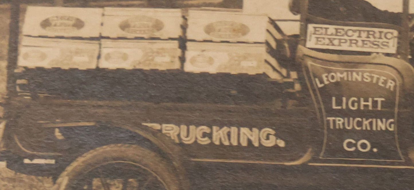 Lot 108 - Antique Boarded Occupational Photograph Of Man Driving An Early Automobile Delivery Truck For Leominster Light Trucking Co., Electric Express