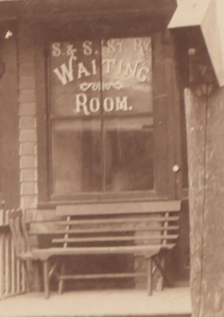 Lot 109 - Antique Boarded Occupational Photograph Of Proprietress Of H.L. Upham Domestic Bakery And Express Office Posing Outside Shop, Sturbridge, Massachusetts