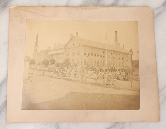 Lot 112 - Antique Boarded Occupational Photograph Of Large Group Of Workers Of The Dominion Button Works Factory, Ontario, Canada