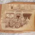 Lot 115 - Antique Boarded Occupational Photograph Of Group Of Late 19th Century Firefighters Posing With Their Horse Drawn Fire Engine And Their Firehouse Dog In Full Gear Outside Of Firehouse