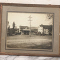 Lot 118 - Antique Boarded Photograph Of Early Gas Station With Many Automobiles Visible, Sign For Goodrich Silvertown Tires, C.E. Anderson, Richfield, In Frame, As Found, 13-3/4" x 11-1/4"