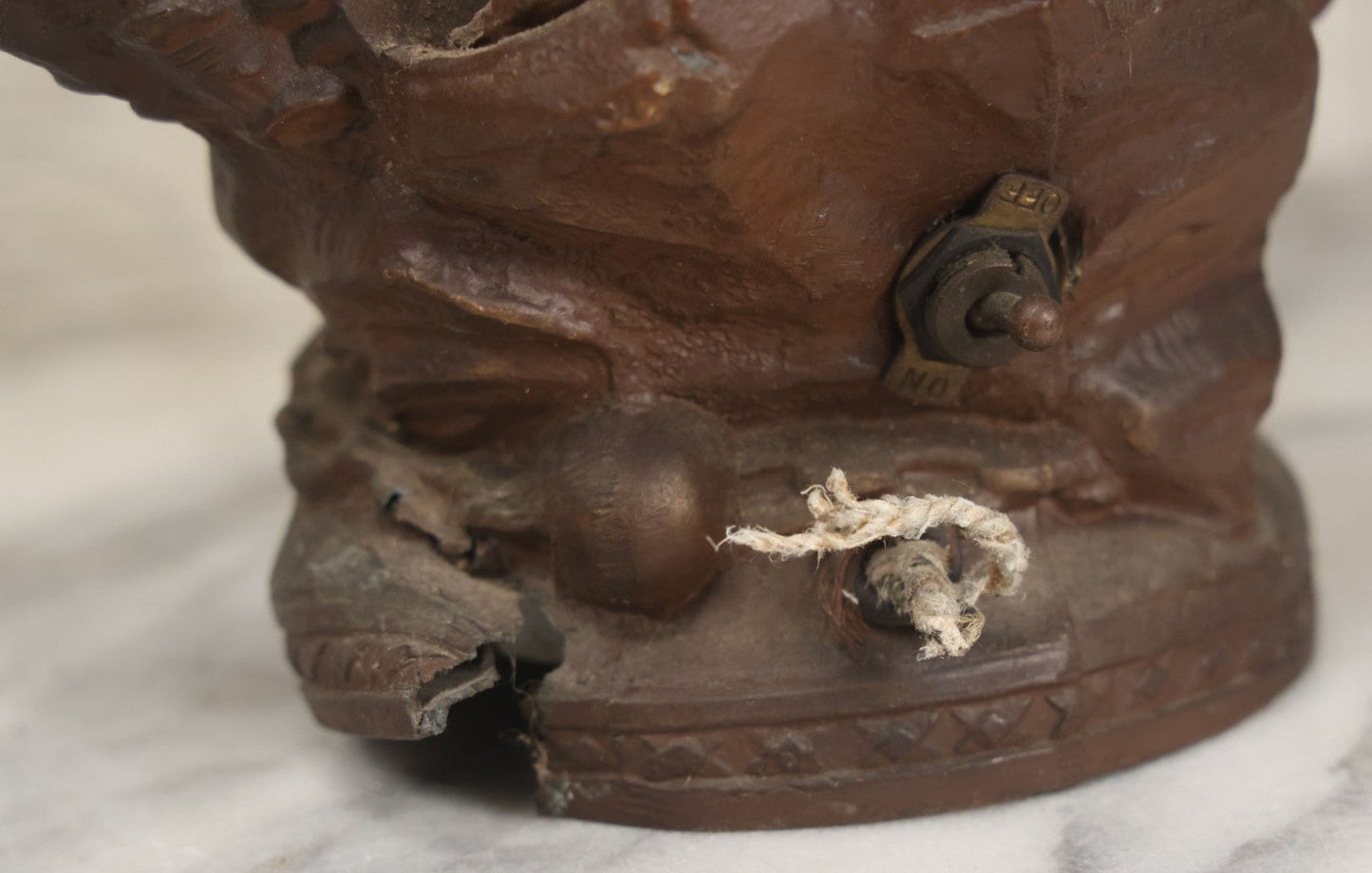 Lot 001 - Antique French Bronzed Spelter Art Nouveau Neo-Classical Revival Figural Lamp Base With Male Figure With Outstretched Arm Holding Torch And Three Curved Lighting Arms With Metal Leaves, Note Lamp Needs Complete Rewiring And Has Metal Damage