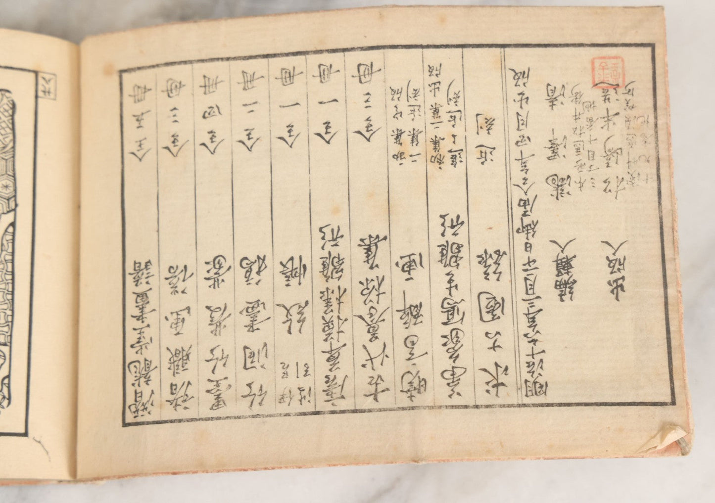 Lot 002 - Antique Japanese Meiji-Era Hingata-Bon Or Zuan-Cho Kimono Textile Design Pattern Collection Book With Dozens Of Printed Design Examples, With Paper Cover, Hand Strung Binding, Circa 1880