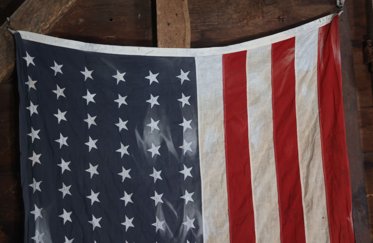 Lot 006 - Vintage 48 Star American Flag, marked 4' x 6', Note Staining To Blue Field, Measures 41" x 68"