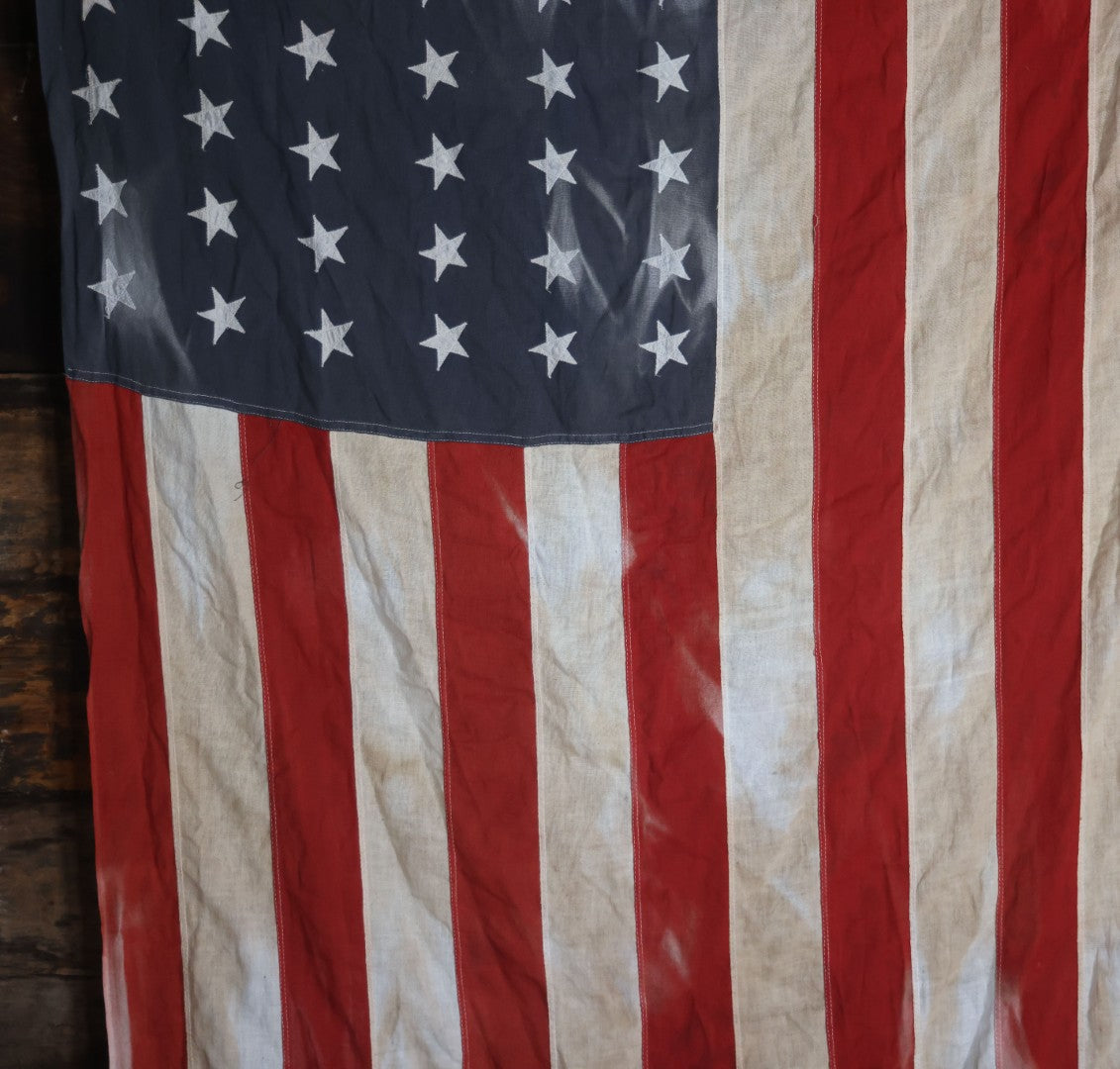 Lot 006 - Vintage 48 Star American Flag, marked 4' x 6', Note Staining To Blue Field, Measures 41" x 68"