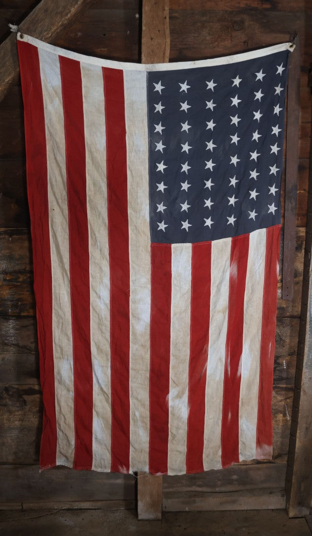 Lot 006 - Vintage 48 Star American Flag, marked 4' x 6', Note Staining To Blue Field, Measures 41" x 68"