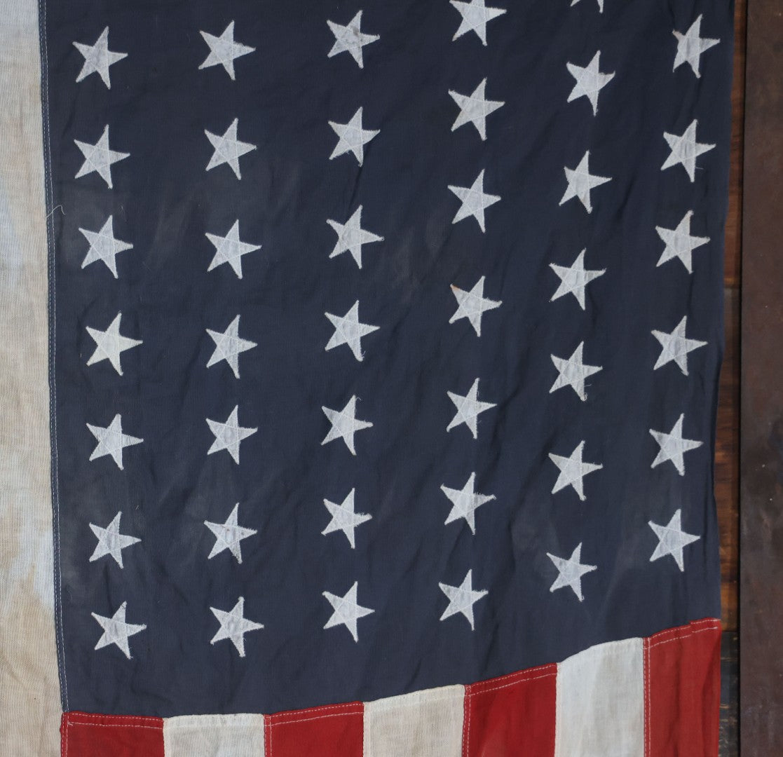 Lot 006 - Vintage 48 Star American Flag, marked 4' x 6', Note Staining To Blue Field, Measures 41" x 68"