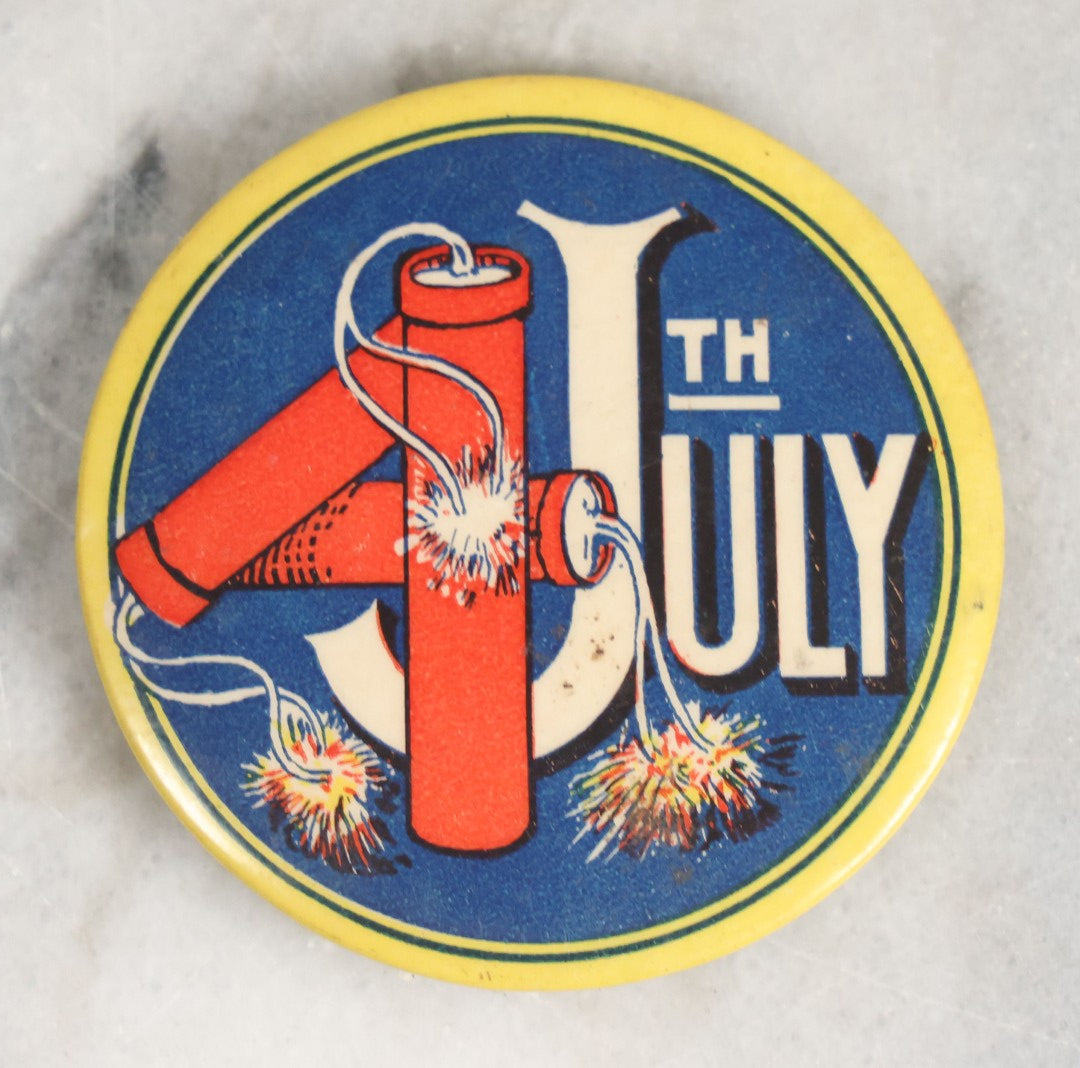 Lot 008 - Antique Button For The 4th Of July Independence Day Holiday With Firecrackers, Note No Pin Back