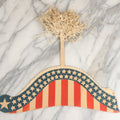Lot 009 - Vintage American Flag Themed Red White And Blue Independence Day Party Hat With Honeycomb Paper And Pom Pom, Note, Creases, Tears, And Losses