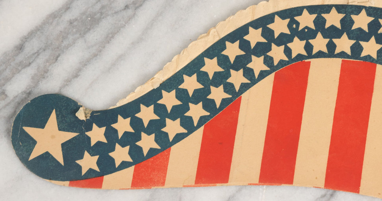 Lot 009 - Vintage American Flag Themed Red White And Blue Independence Day Party Hat With Honeycomb Paper And Pom Pom, Note, Creases, Tears, And Losses