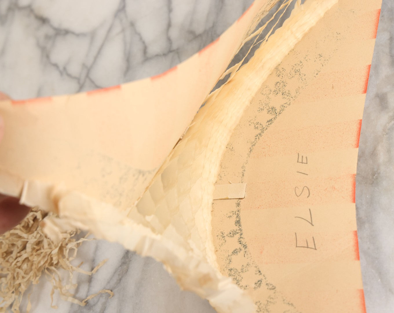 Lot 009 - Vintage American Flag Themed Red White And Blue Independence Day Party Hat With Honeycomb Paper And Pom Pom, Note, Creases, Tears, And Losses