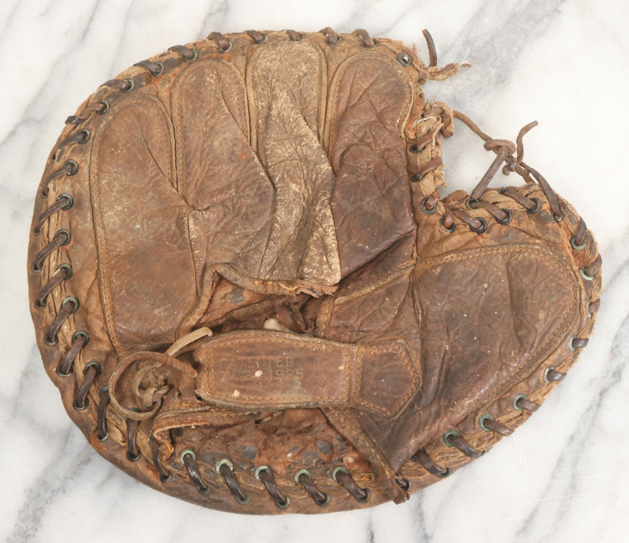 Lot 011 - Pair Of Antique Leather Baseball Gloves Including Glove Patented November 1925