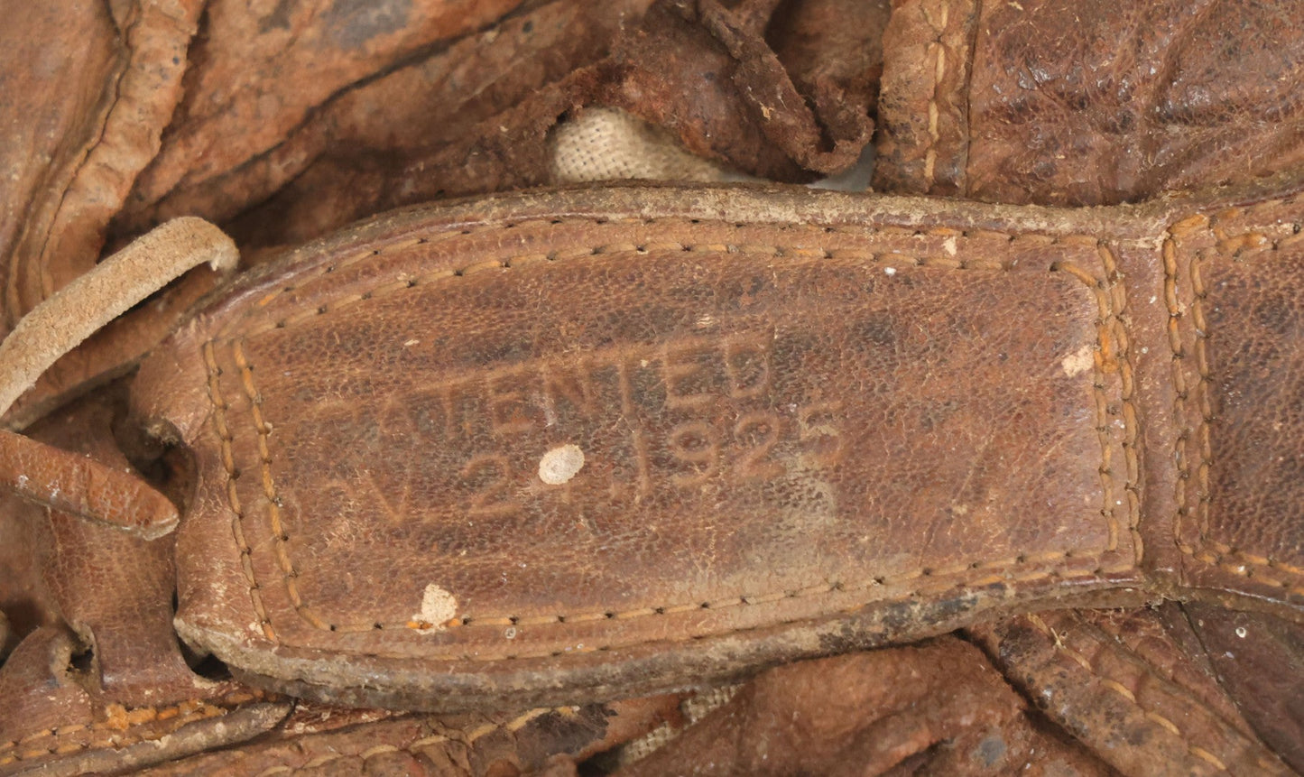 Lot 011 - Pair Of Antique Leather Baseball Gloves Including Glove Patented November 1925