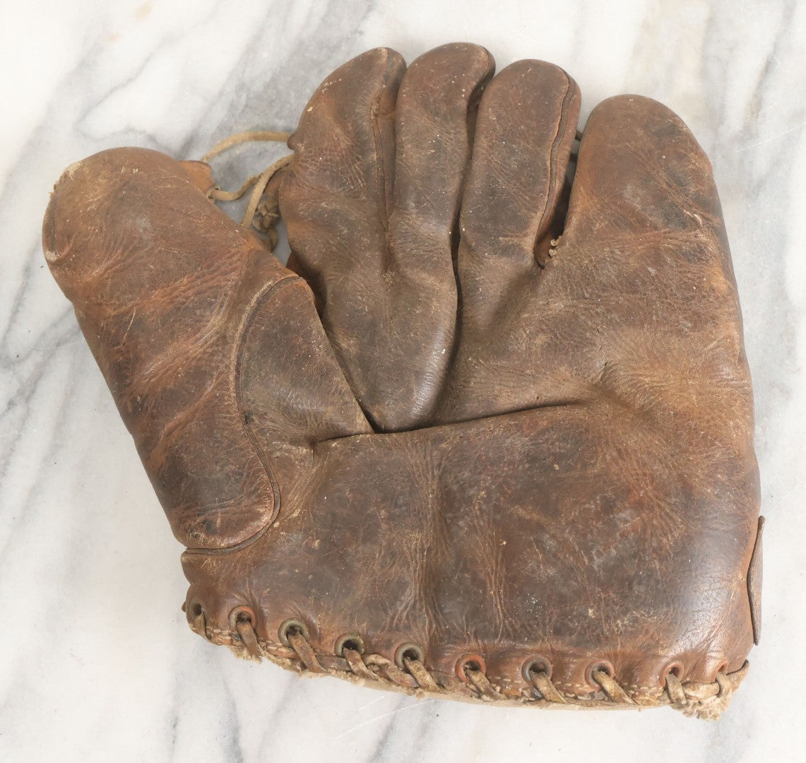Lot 011 - Pair Of Antique Leather Baseball Gloves Including Glove Patented November 1925
