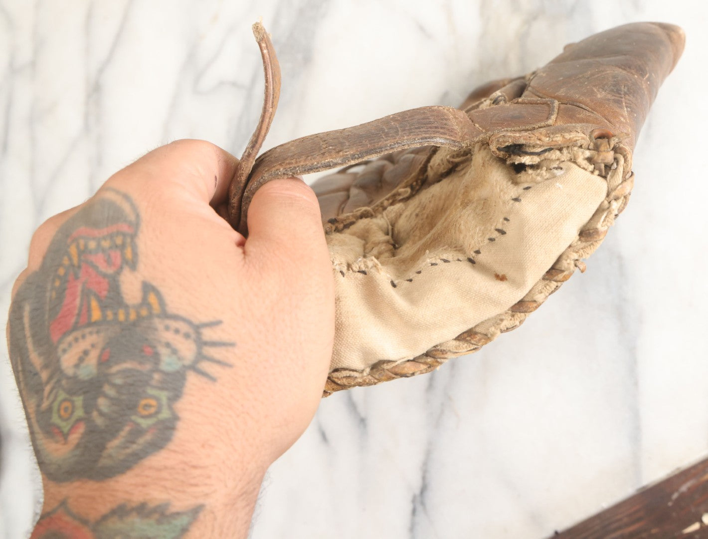 Lot 011 - Pair Of Antique Leather Baseball Gloves Including Glove Patented November 1925