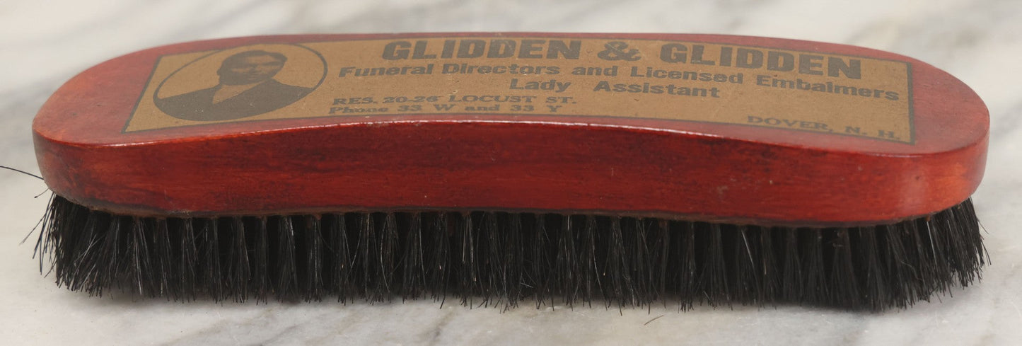 Lot 015 - Vintage Advertising Brush For "Glidden & Glidden, Funeral Directors And Licensed Embalmers, Lady Assistant" Dover, New Hampshire