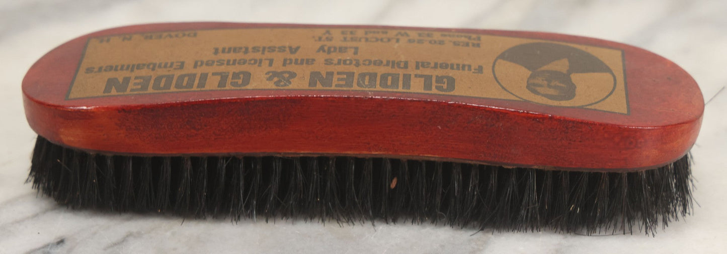 Lot 015 - Vintage Advertising Brush For "Glidden & Glidden, Funeral Directors And Licensed Embalmers, Lady Assistant" Dover, New Hampshire