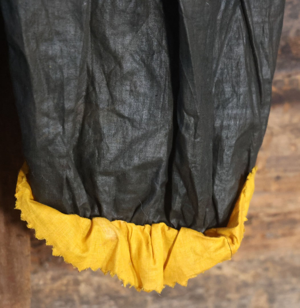 Lot 018 - Antique Handmade Clown Costume With Black And Yellow Fabric, Once Belonged To Virginia Asseln, Note Holes And Wear