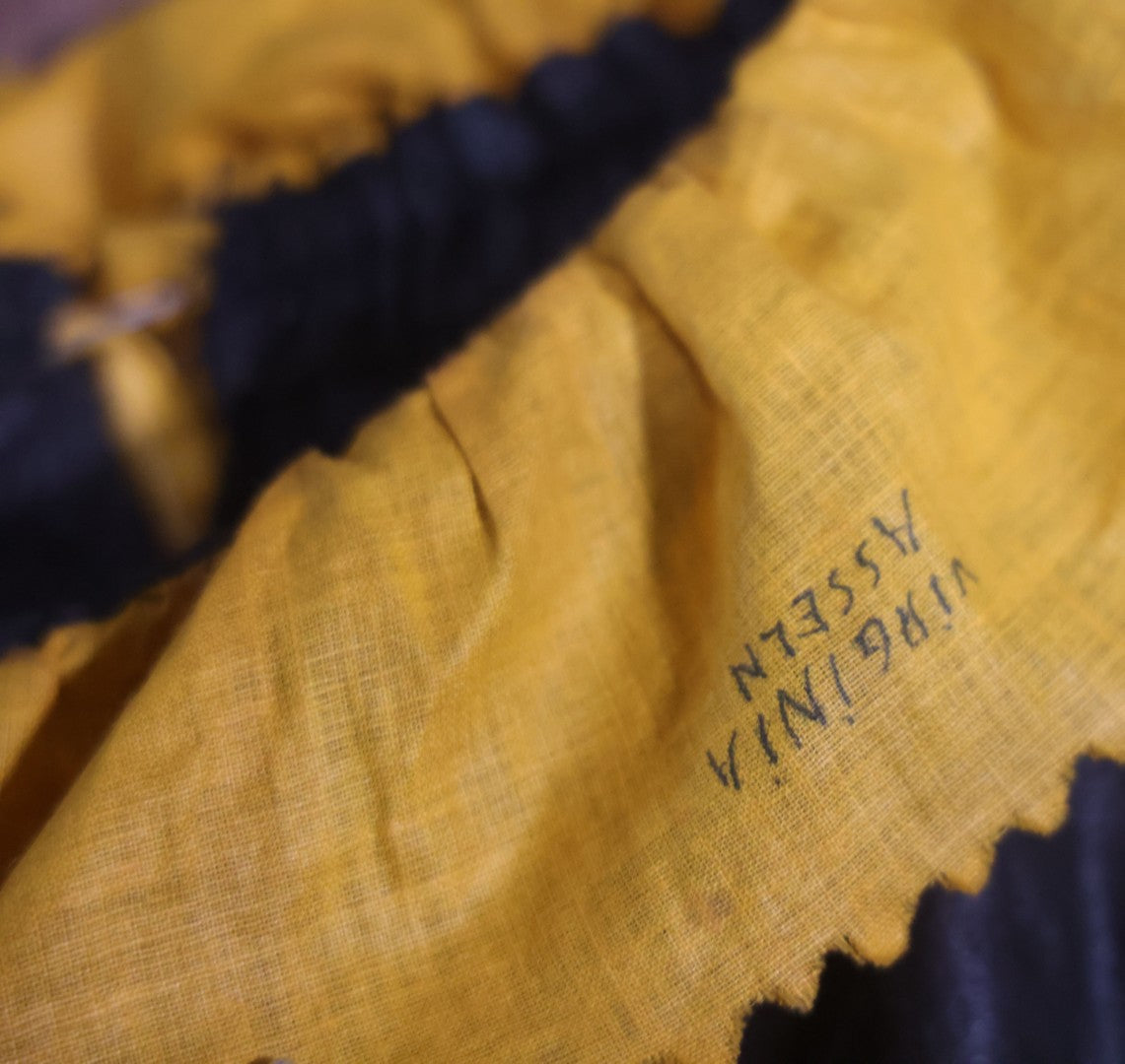 Lot 018 - Antique Handmade Clown Costume With Black And Yellow Fabric, Once Belonged To Virginia Asseln, Note Holes And Wear