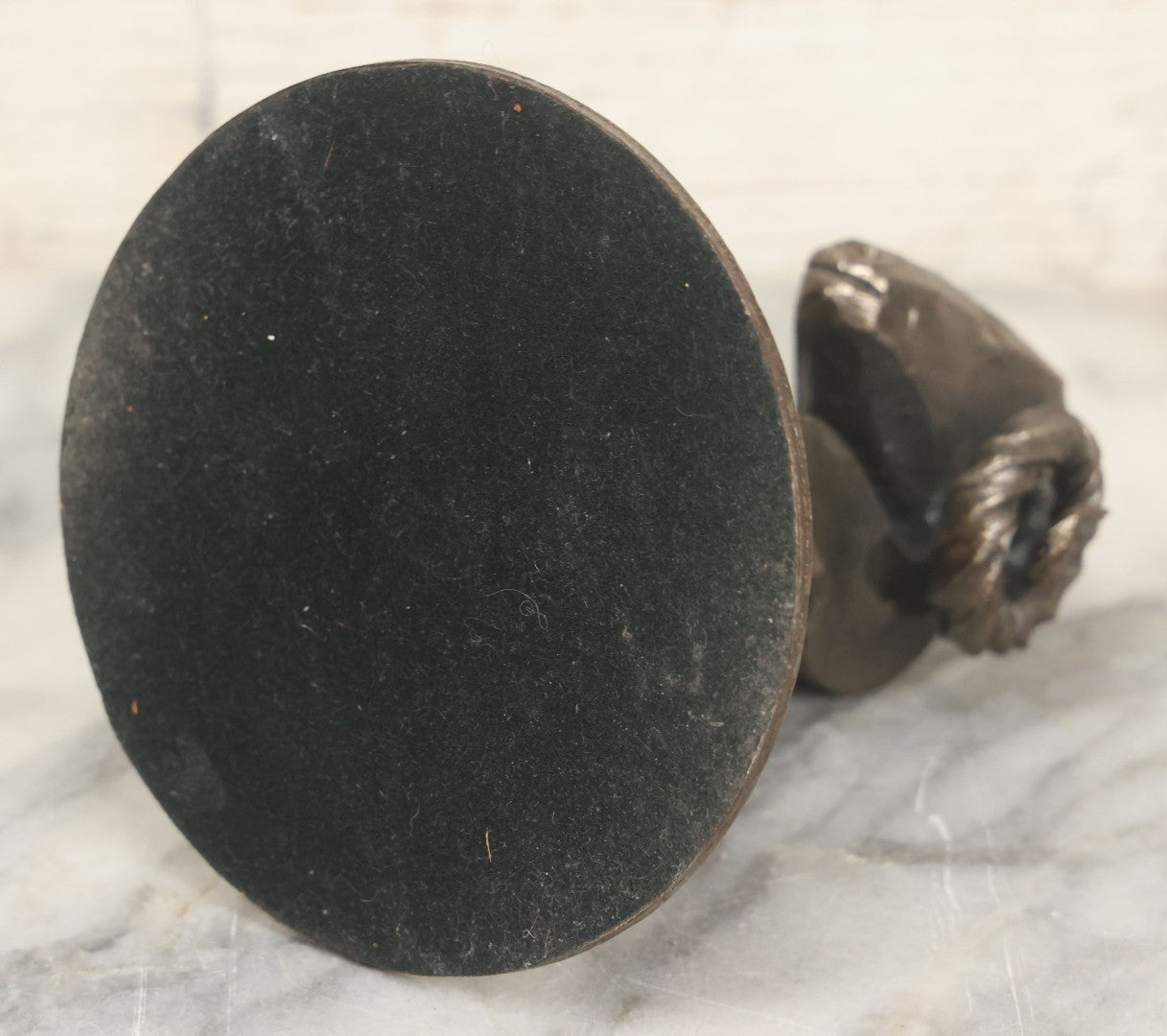 Lot 019 - Vintage Folk Art Forged Solid Metal Rams Head Figurine, 5" Height