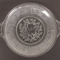 Lot 028 - Antique Early American Pattern Glass E.A.P.G. Plate With Cat Resting In Tree Branches, 9" Diameter