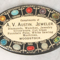 Lot 034 - Antique Advertising Pocket Mirror, Compliments Of A.V. Austin, Jewelry, With Birthstone Graphic Surround, Note Wear To Mirror