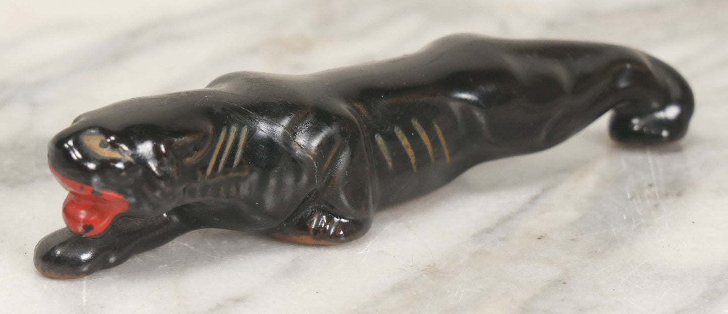 Lot 043 - Vintage Mid-Century Black Panther Ceramic Statue, Made In Japan, Note Break And Repair In Head