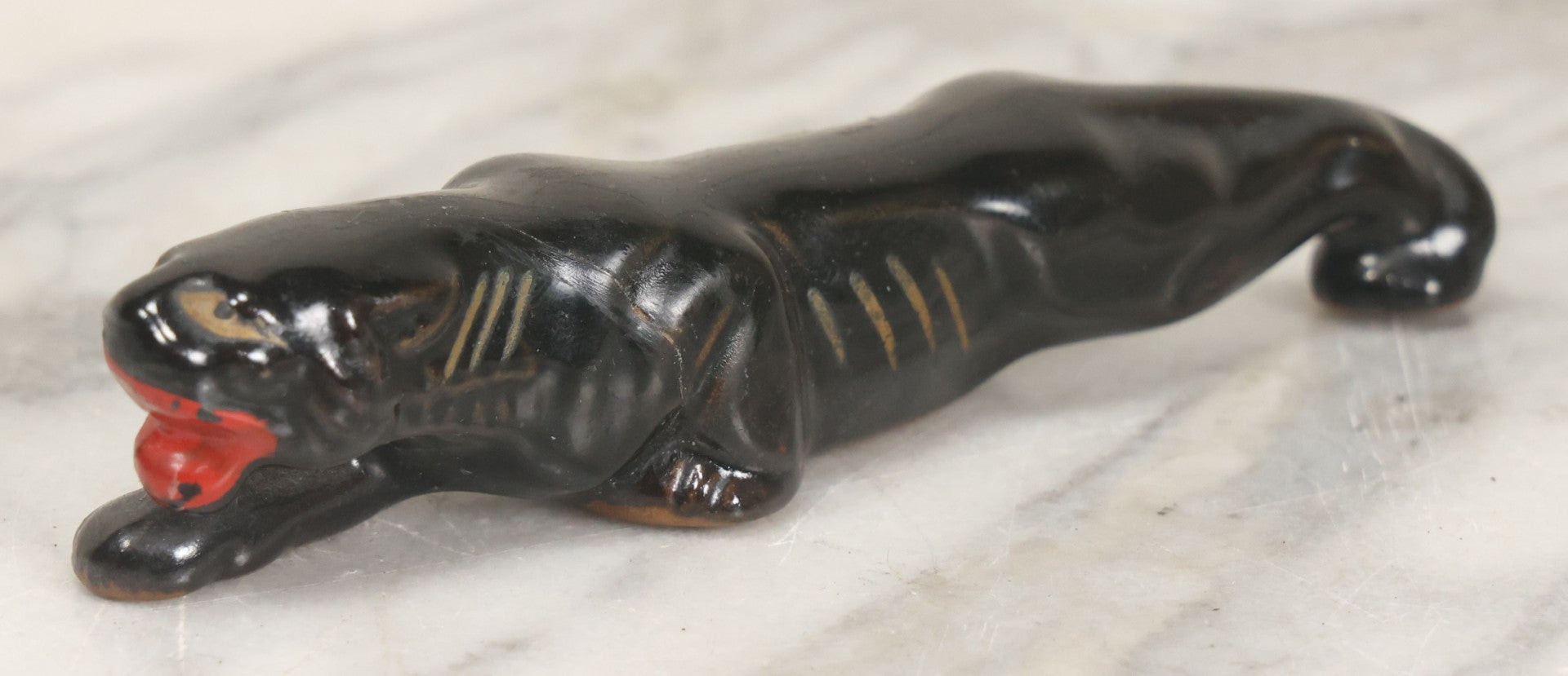 Lot 043 - Vintage Mid-Century Black Panther Ceramic Statue, Made In Japan, Note Break And Repair In Head