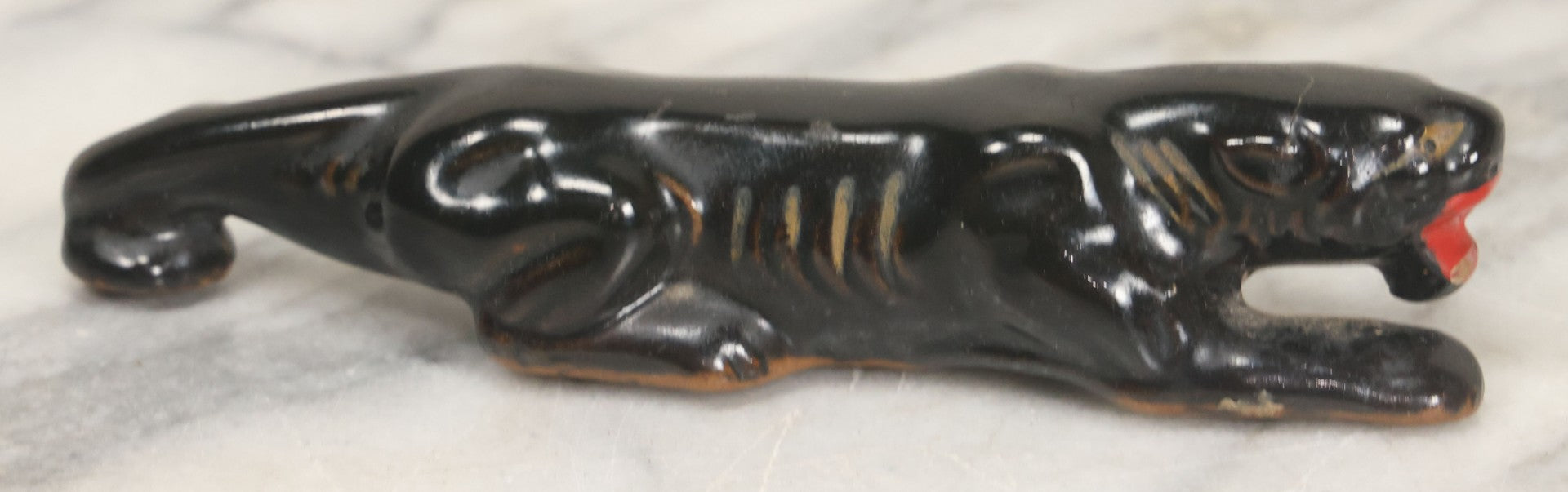 Lot 043 - Vintage Mid-Century Black Panther Ceramic Statue, Made In Japan, Note Break And Repair In Head