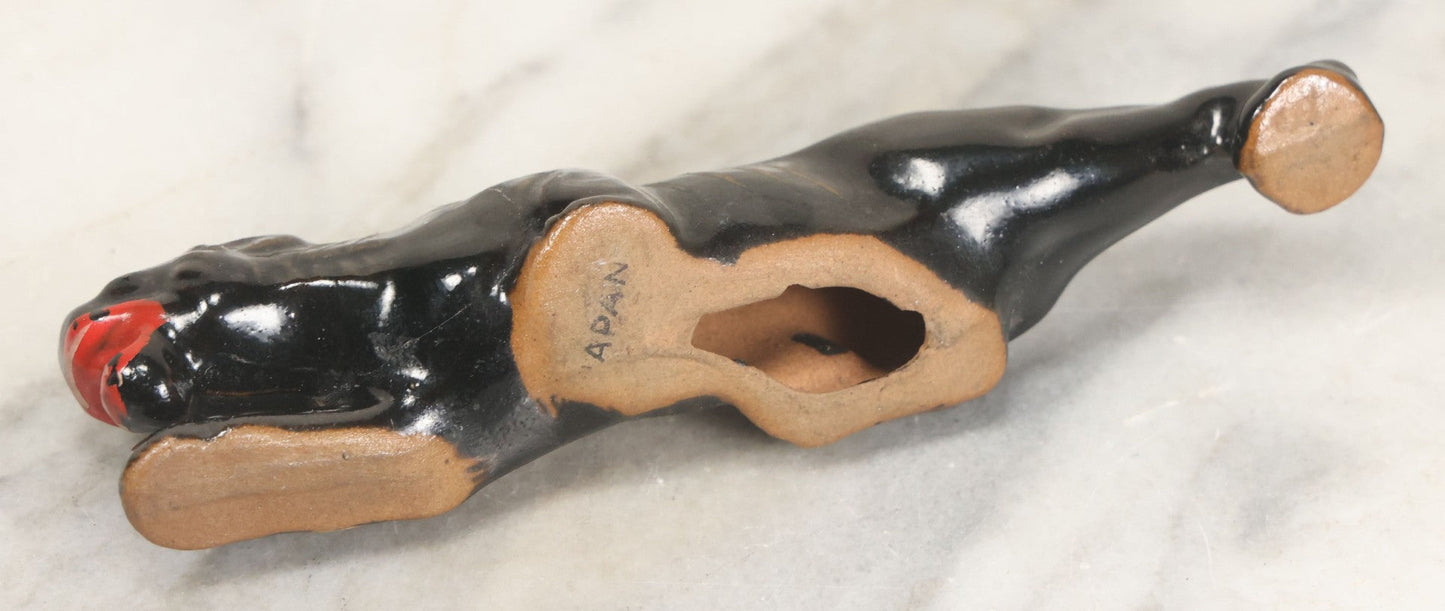 Lot 043 - Vintage Mid-Century Black Panther Ceramic Statue, Made In Japan, Note Break And Repair In Head