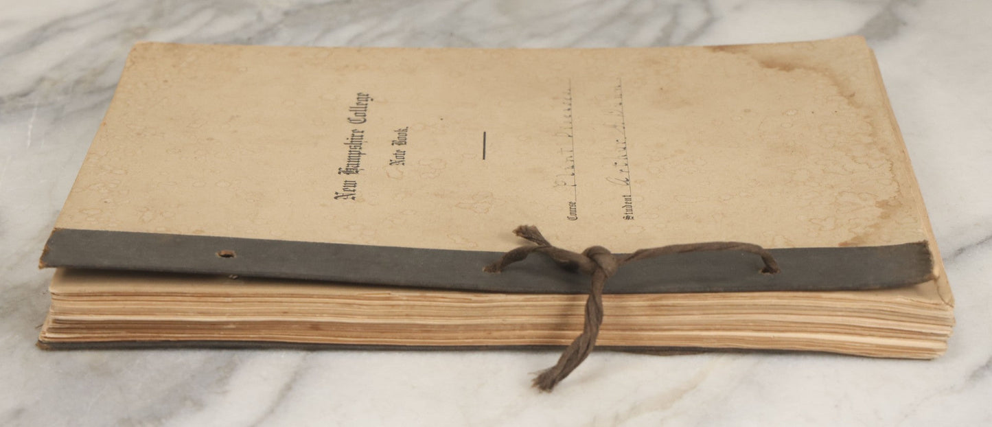 Lot 046 - Antique New Hampshire College Course Notebook For "Plant Diseases And Their Remedies" Having Belonged To Arthur G. Dunn, Durham And Harrisville, New Hampshire, 1904, With Handwritten Notes Taken In Course Of Study