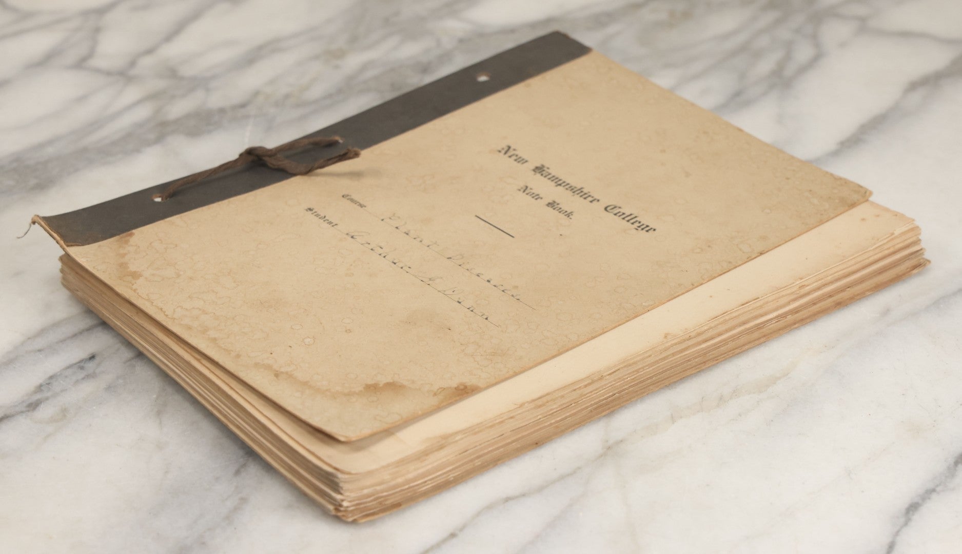 Lot 046 - Antique New Hampshire College Course Notebook For "Plant Diseases And Their Remedies" Having Belonged To Arthur G. Dunn, Durham And Harrisville, New Hampshire, 1904, With Handwritten Notes Taken In Course Of Study