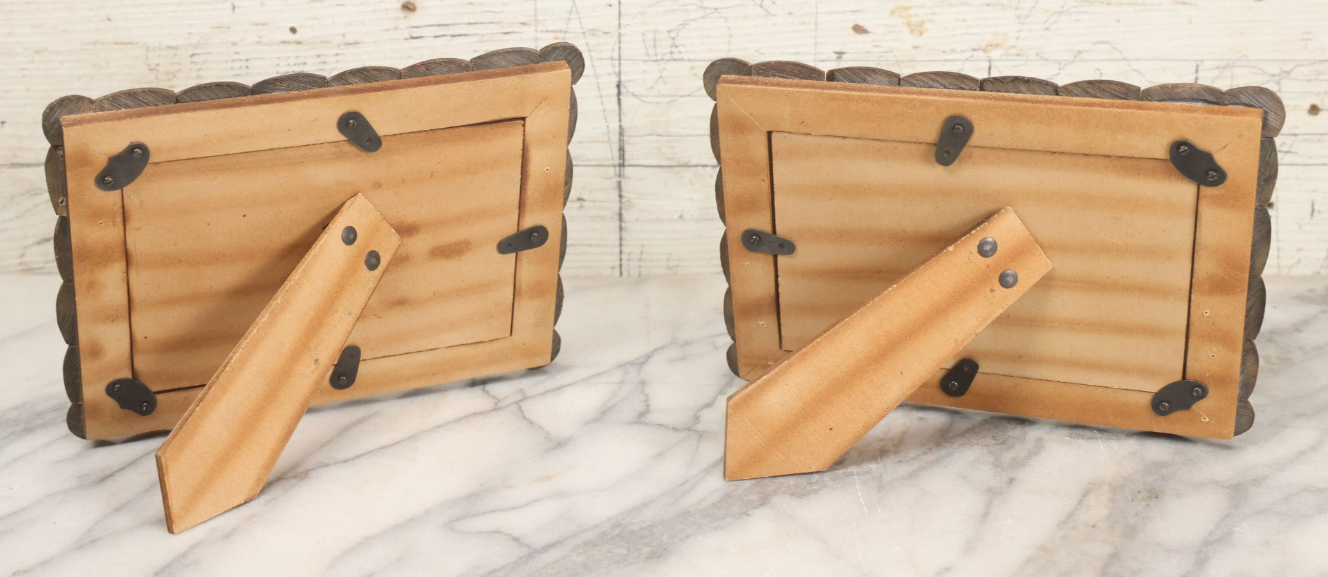 Lot 047 - Pair Of Antique French Nude Postcards Of Women Looking Fondly At Bundle Of Grapes, In Two Poses, Published By Armand Noyer, Series No. 4391, Made In France, In Matching Vintage Frames, 8" x 6" each