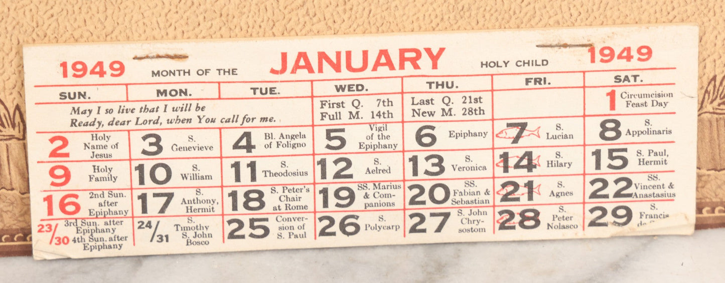 Lot 049 - Vintage Pinup Advertising 1949 Calendar With Nude Blond Woman, Advertising The Trading Post, P.C. Taylor, General Merchandise, South Effingham, New Hampshire, Calendar Complete