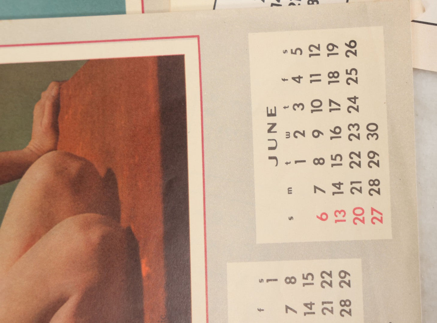 Lot 050 - Grouping Of Twelve Nude Women Pin Up Photograph Calendar Sheets For 1953 And 1954, Made In U.S.A.