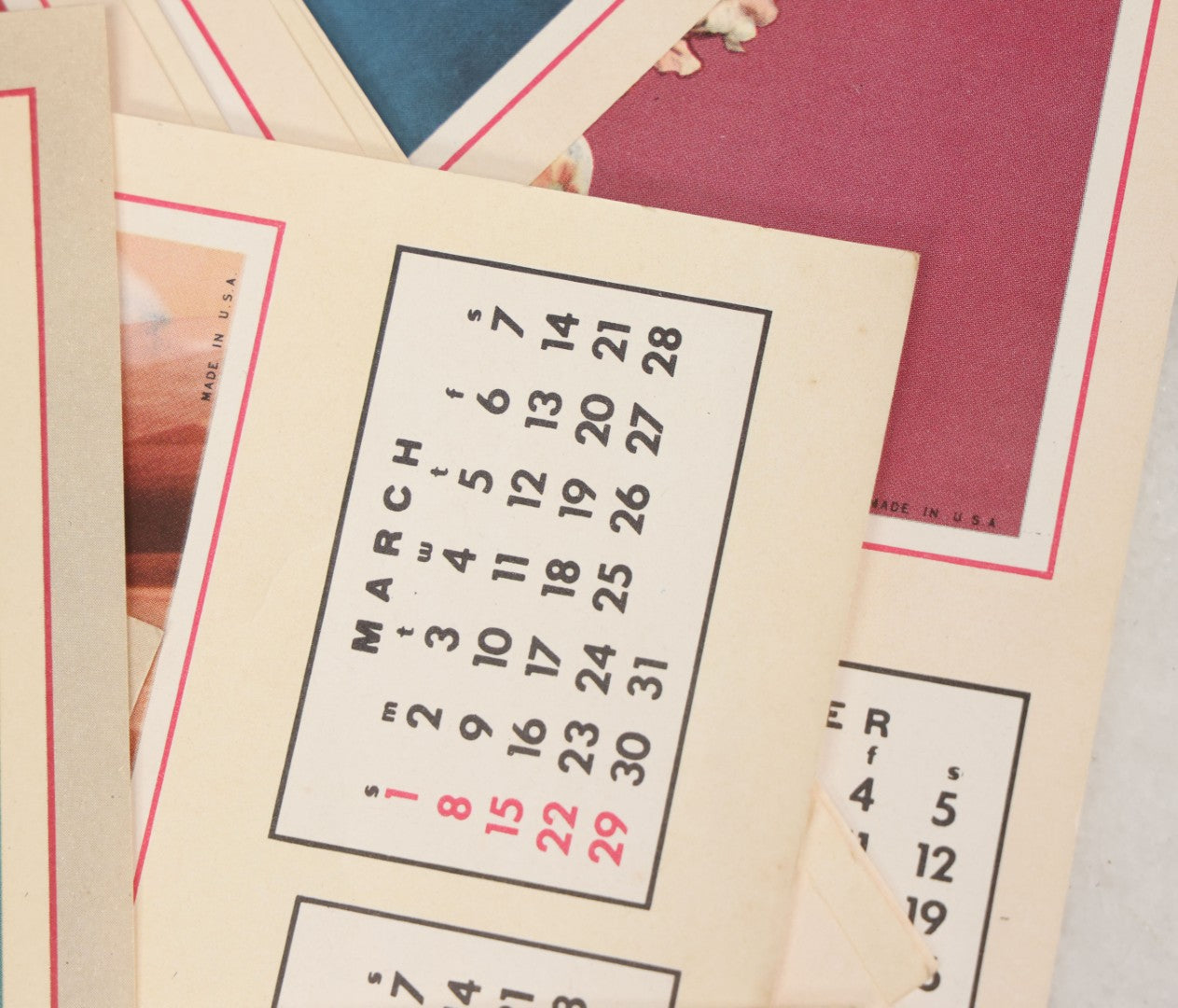 Lot 050 - Grouping Of Twelve Nude Women Pin Up Photograph Calendar Sheets For 1953 And 1954, Made In U.S.A.