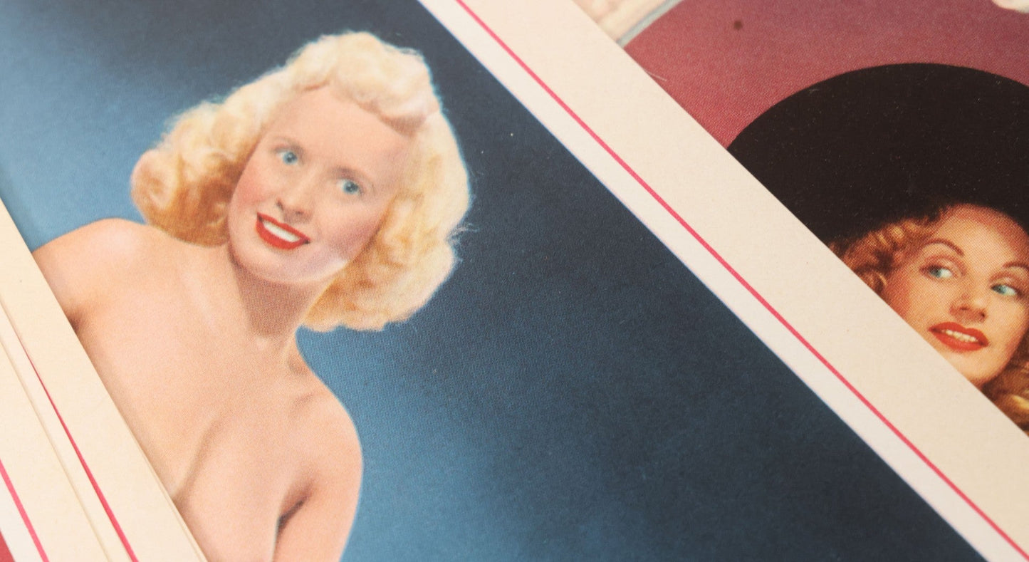 Lot 050 - Grouping Of Twelve Nude Women Pin Up Photograph Calendar Sheets For 1953 And 1954, Made In U.S.A.