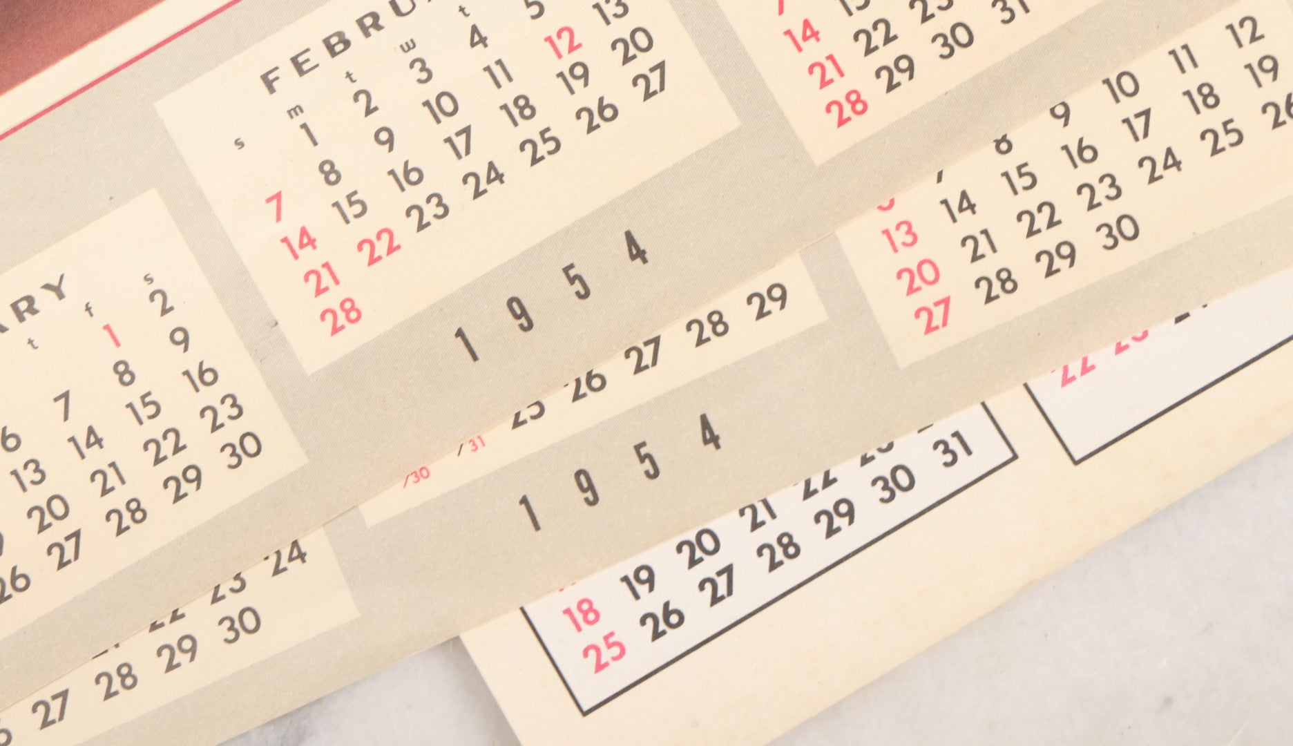 Lot 050 - Grouping Of Twelve Nude Women Pin Up Photograph Calendar Sheets For 1953 And 1954, Made In U.S.A.