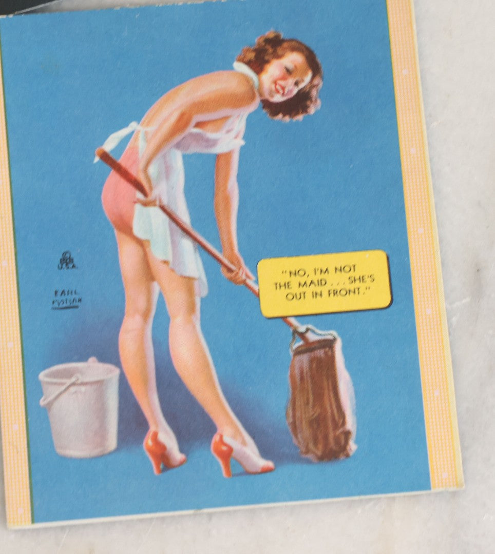 Lot 051 - Grouping Of Six Vintage Pinup Advertising Blotter Scraps, Most With Advertising Cut Off, With Risqué Pinup Women Painted By Earl Moran 