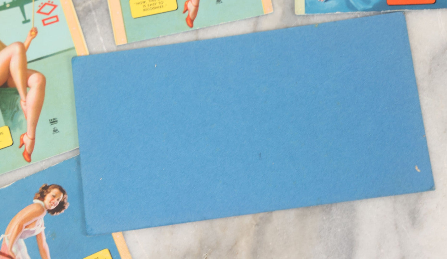 Lot 051 - Grouping Of Six Vintage Pinup Advertising Blotter Scraps, Most With Advertising Cut Off, With Risqué Pinup Women Painted By Earl Moran 