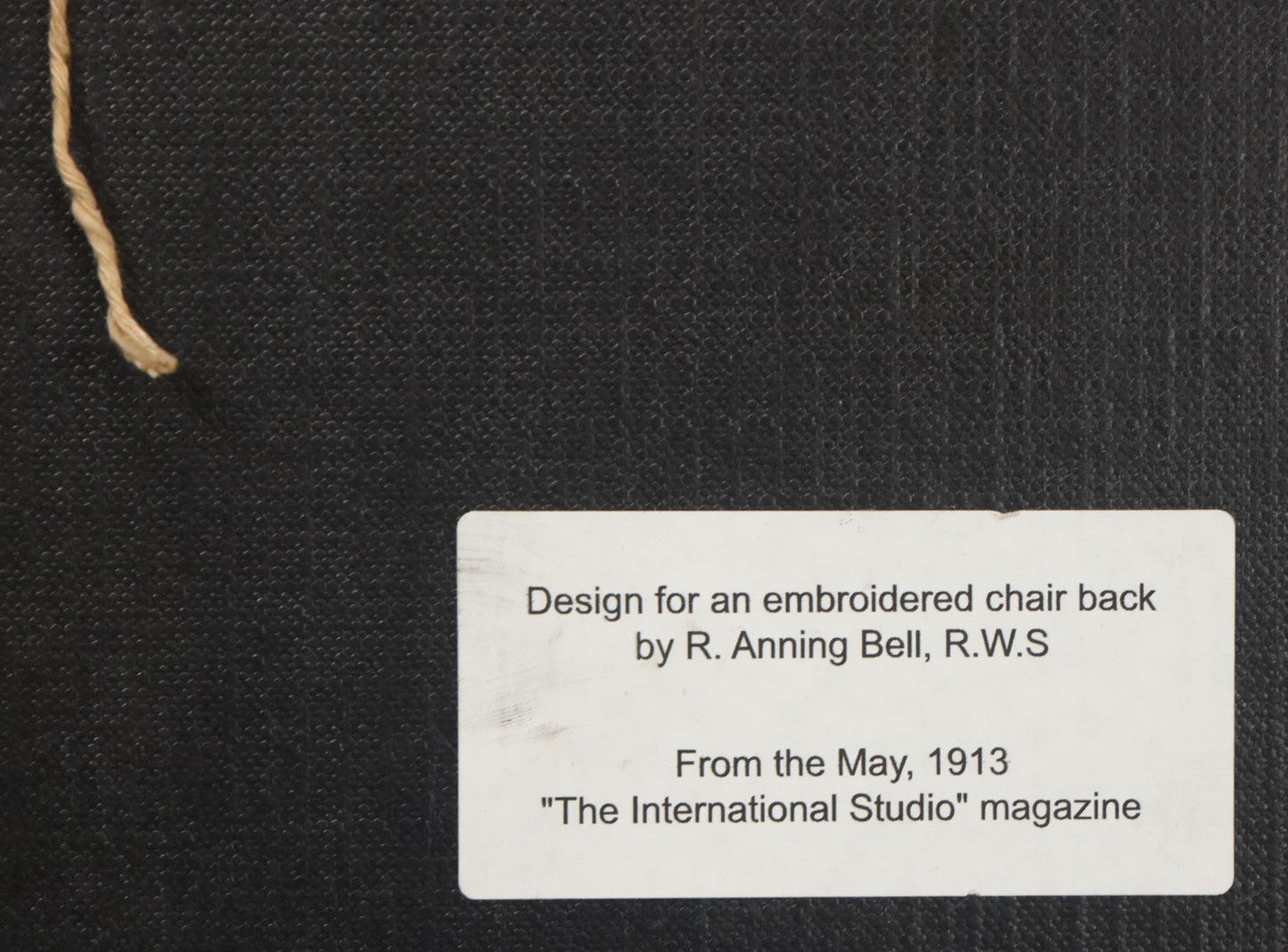 Lot 054 - Antique Magazine Print Of A Design For An Embroidered Chair Back Depicting Mother Time By R. Anning Bell, From The May 1913 Issue Of "The International Studio" Magazine, In Vintage Frame, 12-1/2" x 15-1/2"