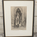 Lot 056 - Antique Etching Of The Interior Of Inner Temple Church By Herbert Railton, 1892, In Vintage Frame, 13" x 16-3/8"