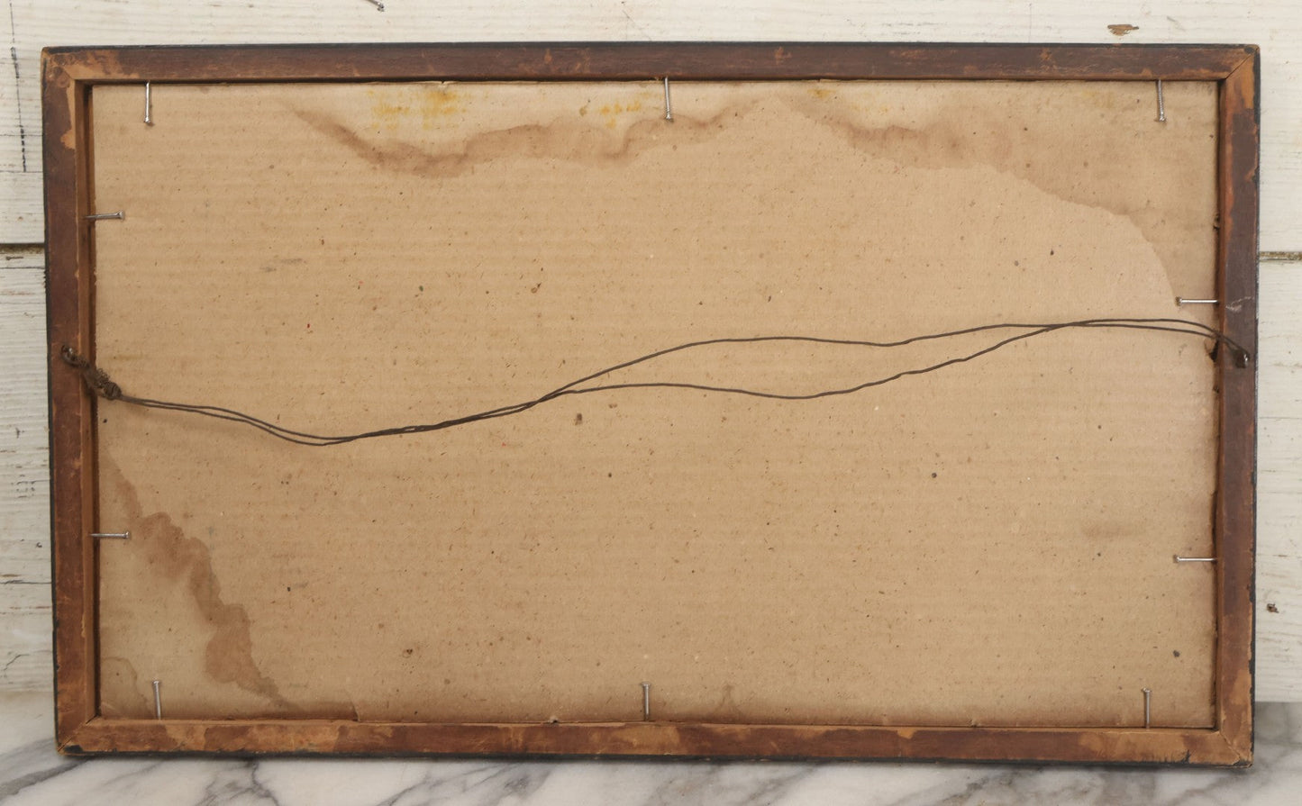 Lot 059 - Vintage Birds Eye View Photograph Of Battleship At Sea With Crew On Deck, Circa Early 20th Century, In Frame, 20-7/8" x 12-3/8"