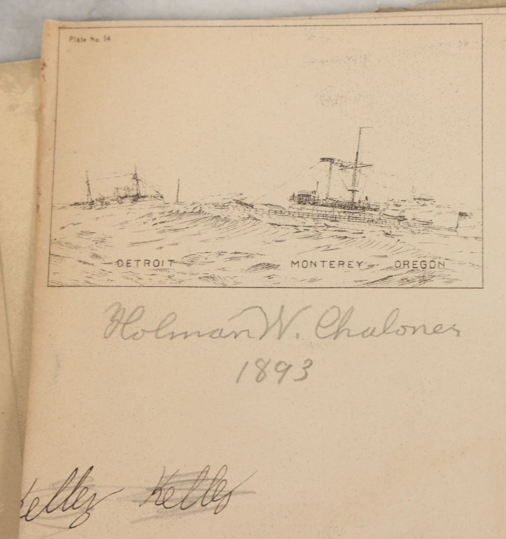 Lot 061 - Grouping Of 11 Antique Chromolithograph Prints Of U.S. Navy Battleships As Illustrated By Fred S. Cozzens, Copyright 1893 By The American Publishing Co., Hartford, Connecticut, Armstrong & Co., Lithographers, Boston