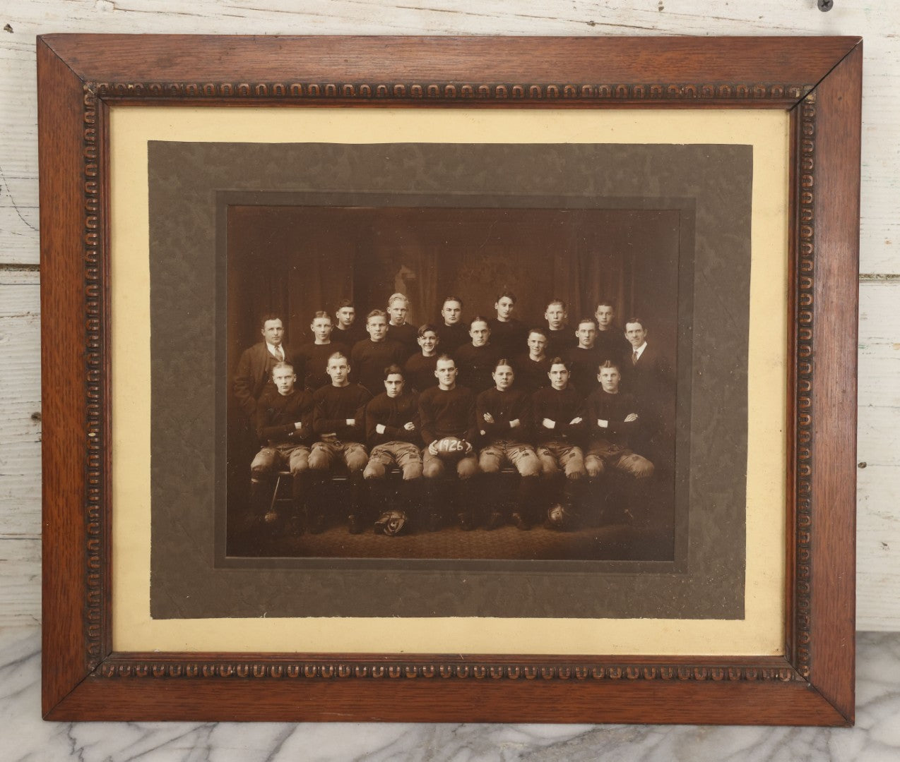 Lot 062 - Vintage Photograph Of An Early American High School Or College Football Team With Football Dated 1926, In Frame, 17-1/8" x 14-3/8"