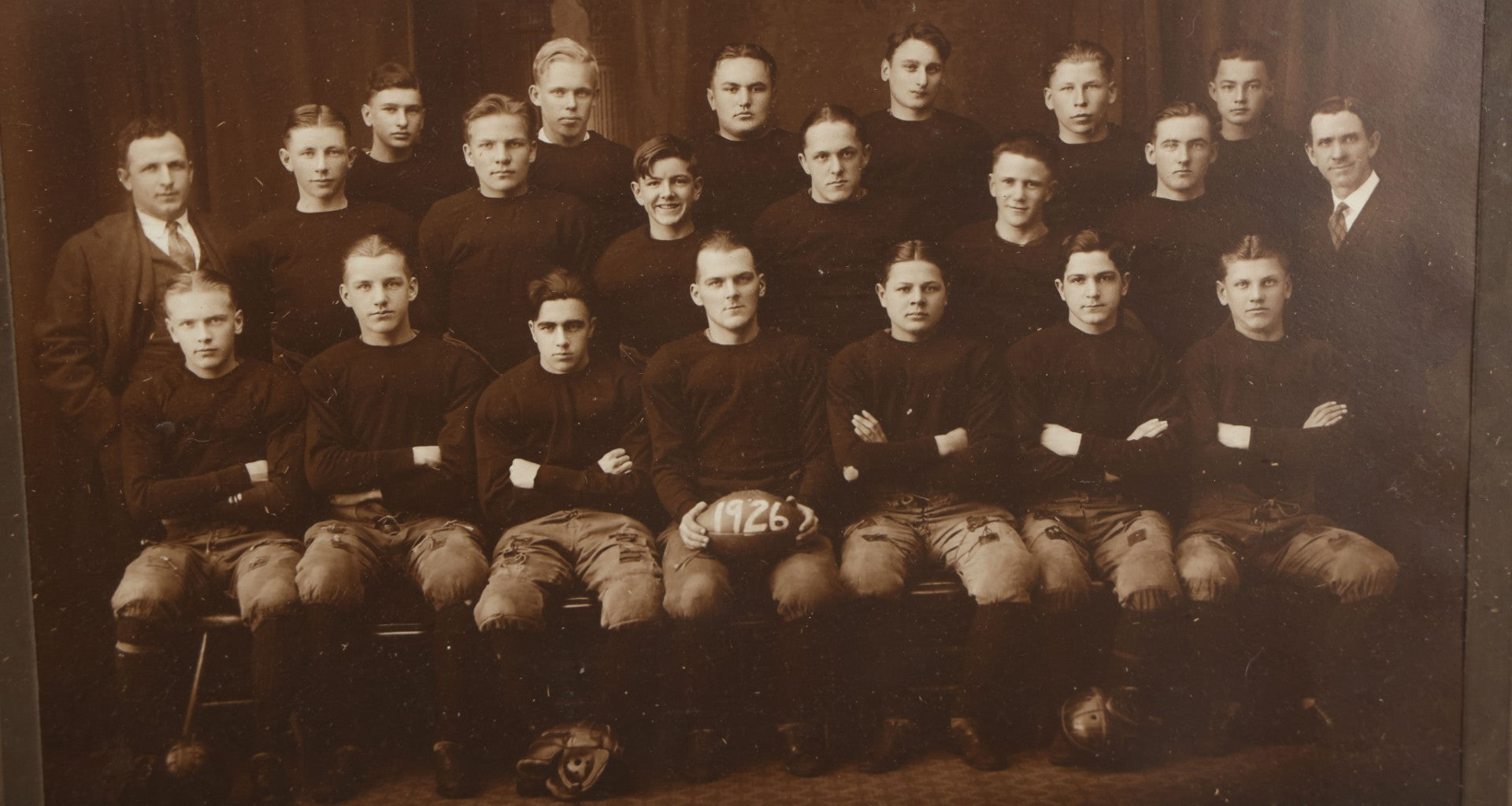 Lot 062 - Vintage Photograph Of An Early American High School Or College Football Team With Football Dated 1926, In Frame, 17-1/8" x 14-3/8"